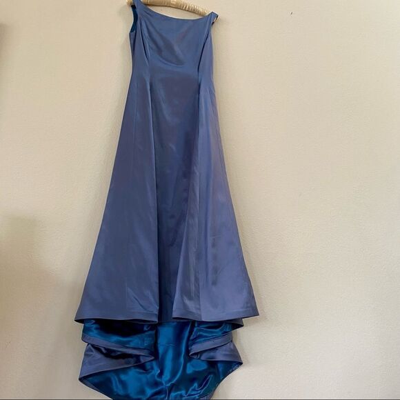 Ralph Lauren Vintage Deep Sky Blue Duchess Silk Satin Gown with Train - Picture 7 of 17